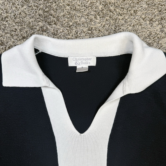 Women’s Christopher Banks Black and White Blouse Collared Size‎ Small - Picture 2 of 10
